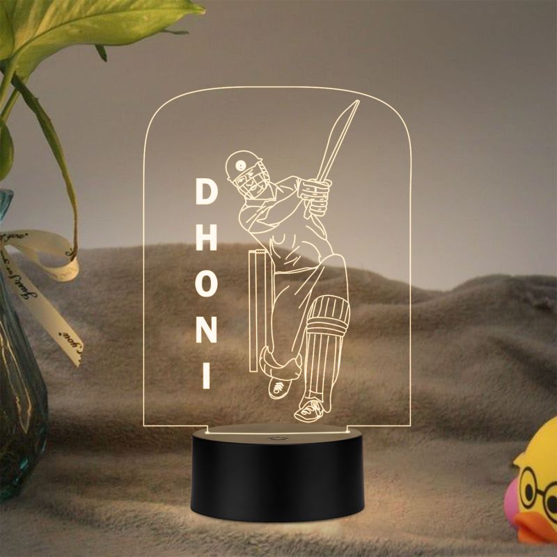 Dhoni Character With Text Design Night Lamp